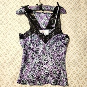 Vtg 90s NEW Silk Lingerie Animal Print - 2 pc set camisole, panties, han…